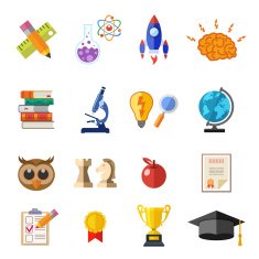 Online Education Flat Icon Set