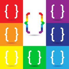 Curly Bracket icon set Colorful vector logo N2