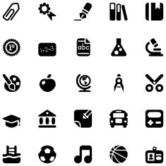 school black icons set