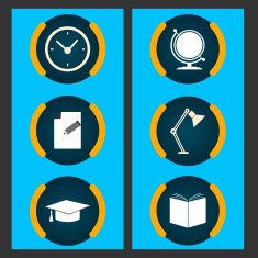 Six items related to education Vector set