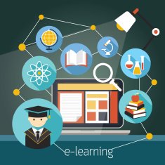 Laptop with E-Learning Icons