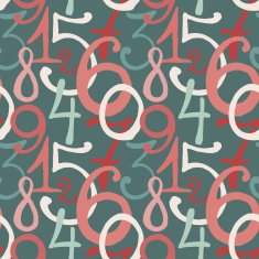Seamless pattern with hand drawn painted numbers N6
