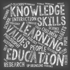 Education Word Clouds - Chalk on Blackboard N4