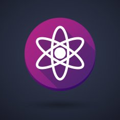 Long shadow icon with an atom N2