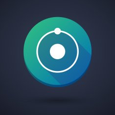 Long shadow icon with an atom N3