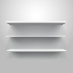 Realistic triple book shelf template vector illustration