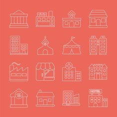 Building line icon set N5