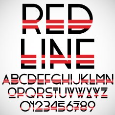 Black and red font with numbers
