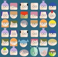 Faces Circle Icons Set N4