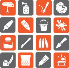 Silhouette Painting and art object icons