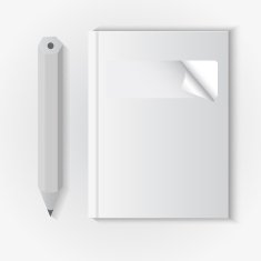 Blank book and pencil