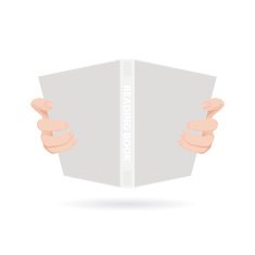 Reading book with hand holding Vector idea concept sign symbol