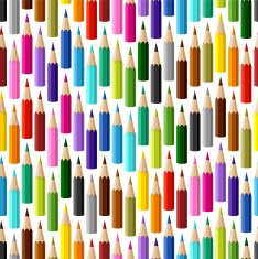 Background with colored pencils Vector seamless pattern