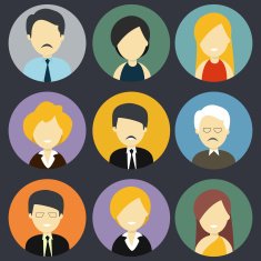 Set of business men and women