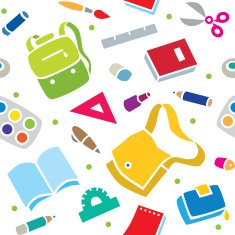 School pattern with education supplies N17