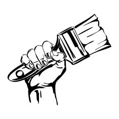 hand holding brush vector N2