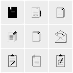 Black and white set of icons N8