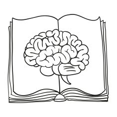 brain with book vector illustration