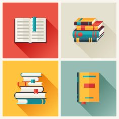 Set of book icons in flat design style N4