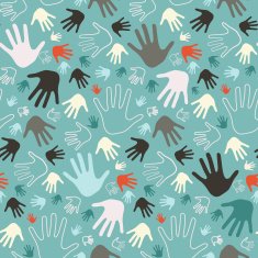 Palm Hand Seamless Vector Retro Pattern