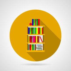 Flat vector icon for bookshelf with colorful books