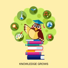 flat design for knowledge grows concept with an owl