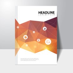 Vector education book cover design with polygonal background N3