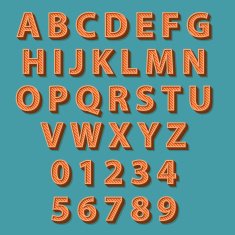 Retro style alphabet Vector illustration