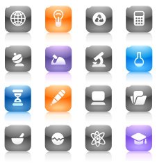 Multicolored buttons for science