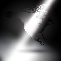 North america map in the rays of light background