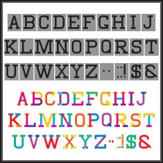 alphabet in the abstract and retro style