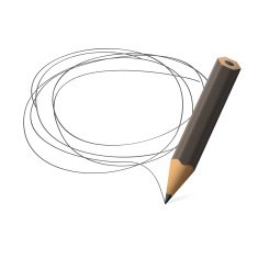 Pencil draws jauntily circle on a white background