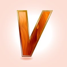 Alphabet wooden letter V Vector
