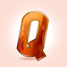 Alphabet wooden letter Q Vector