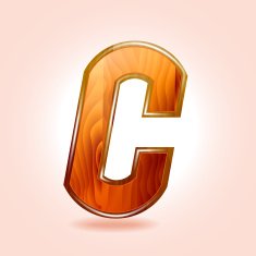 Alphabet wooden letter C Vector