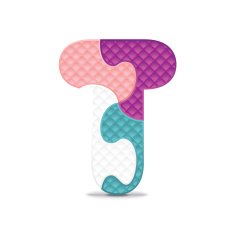 Vector letter T written with alphabet puzzle N2