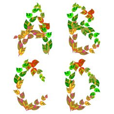 English alphabet made ??up of branches and leaves N6