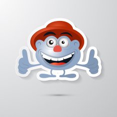 Funny Blue Man with Hat Made from Paper Icon Symbol