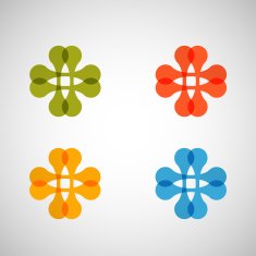 Four colored vector flowers
