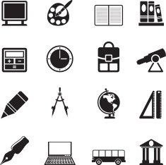 Silhouette school and education icons N7