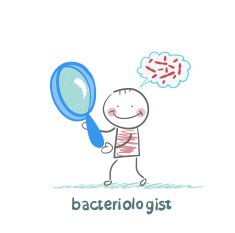 bacteriologist looks through a magnifying glass N3