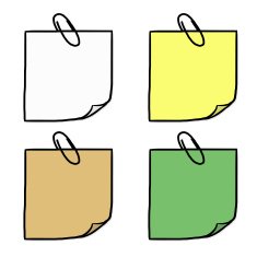 four color note paper and clips