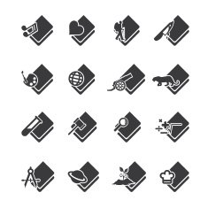 Book Category Gray Icons Set 1-Illustration