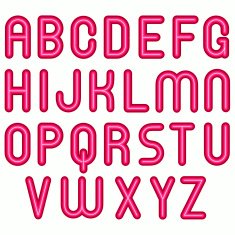 pink glossy bubble alphabet font