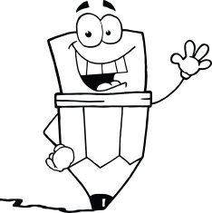 Black and White Pencil Waving A Greeting