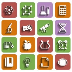 Flat School Icons Set With Shadow Vol 2
