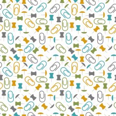 Seamless pattern with paper clips and thumbtacks