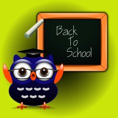 Funny owl around a blackboard N2