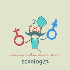 Sexologist holding signs male and female N2