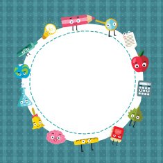 Back to school cute round frame background N2